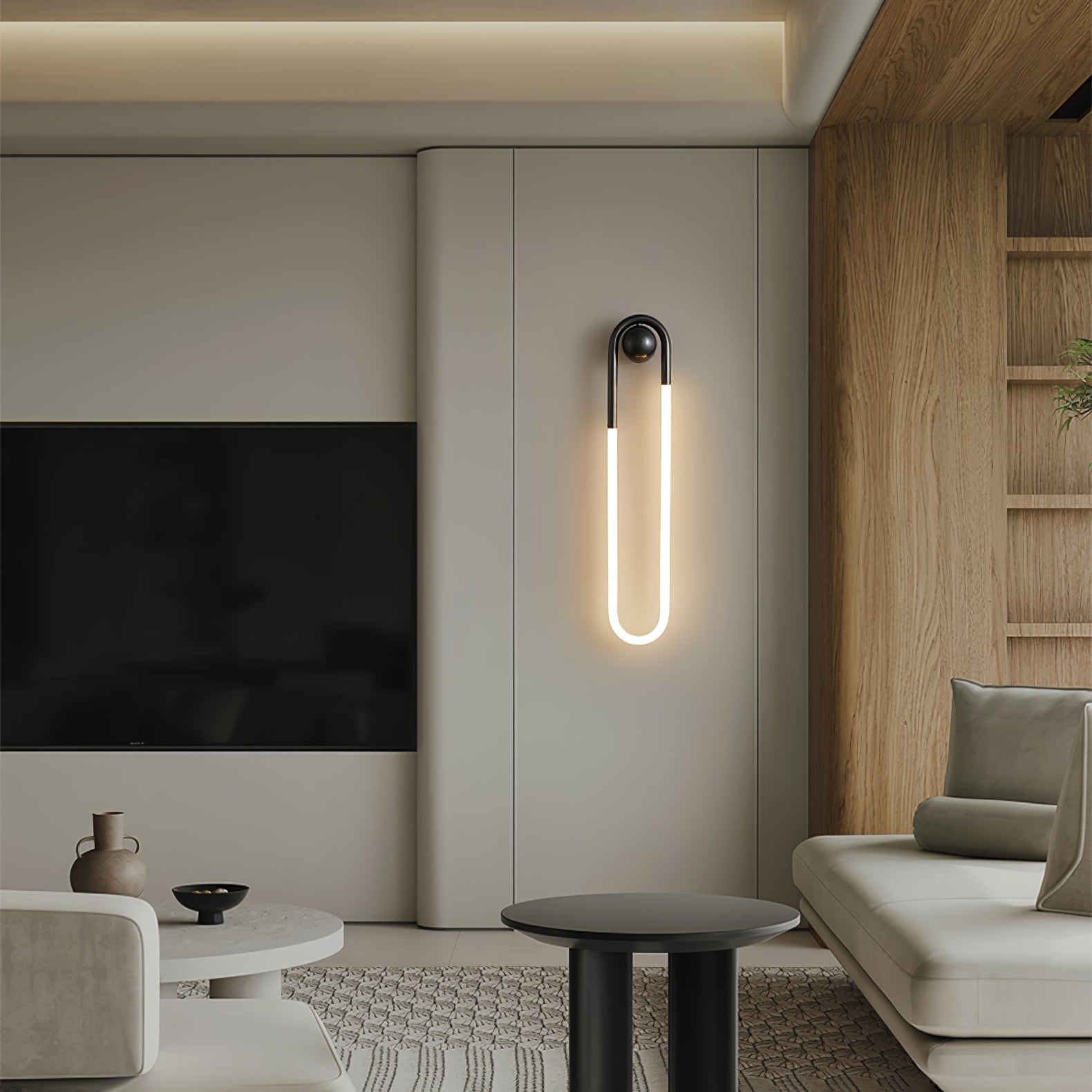 Minimalist Wall Light | Elongated Oval Loop Geometric Tube Sconce