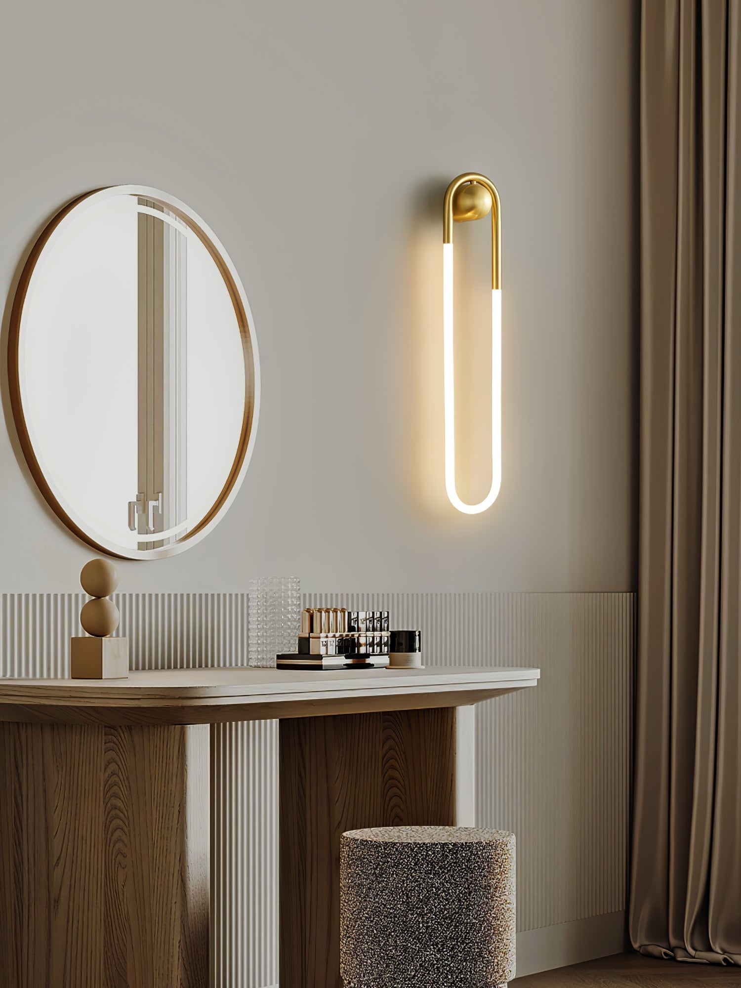 Minimalist Wall Light | Elongated Oval Loop Geometric Tube Sconce
