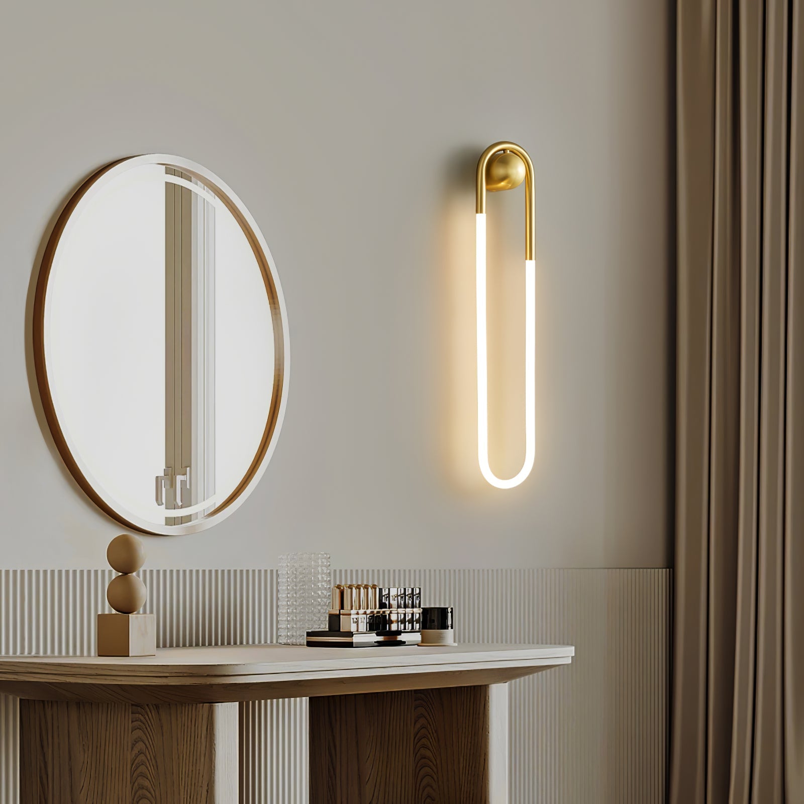 Minimalist Wall Light | Elongated Oval Loop Geometric Tube Sconce