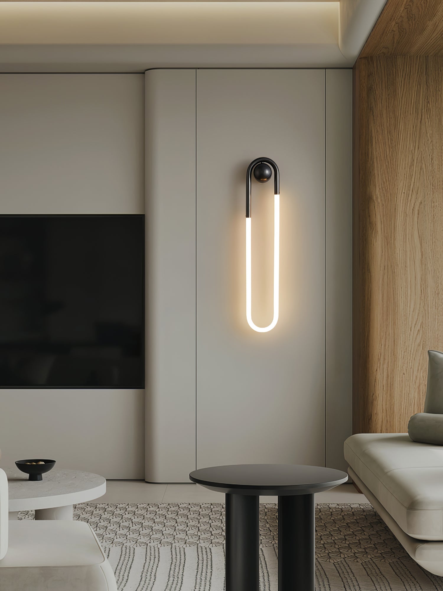 Minimalist Wall Light | Elongated Oval Loop Geometric Tube Sconce