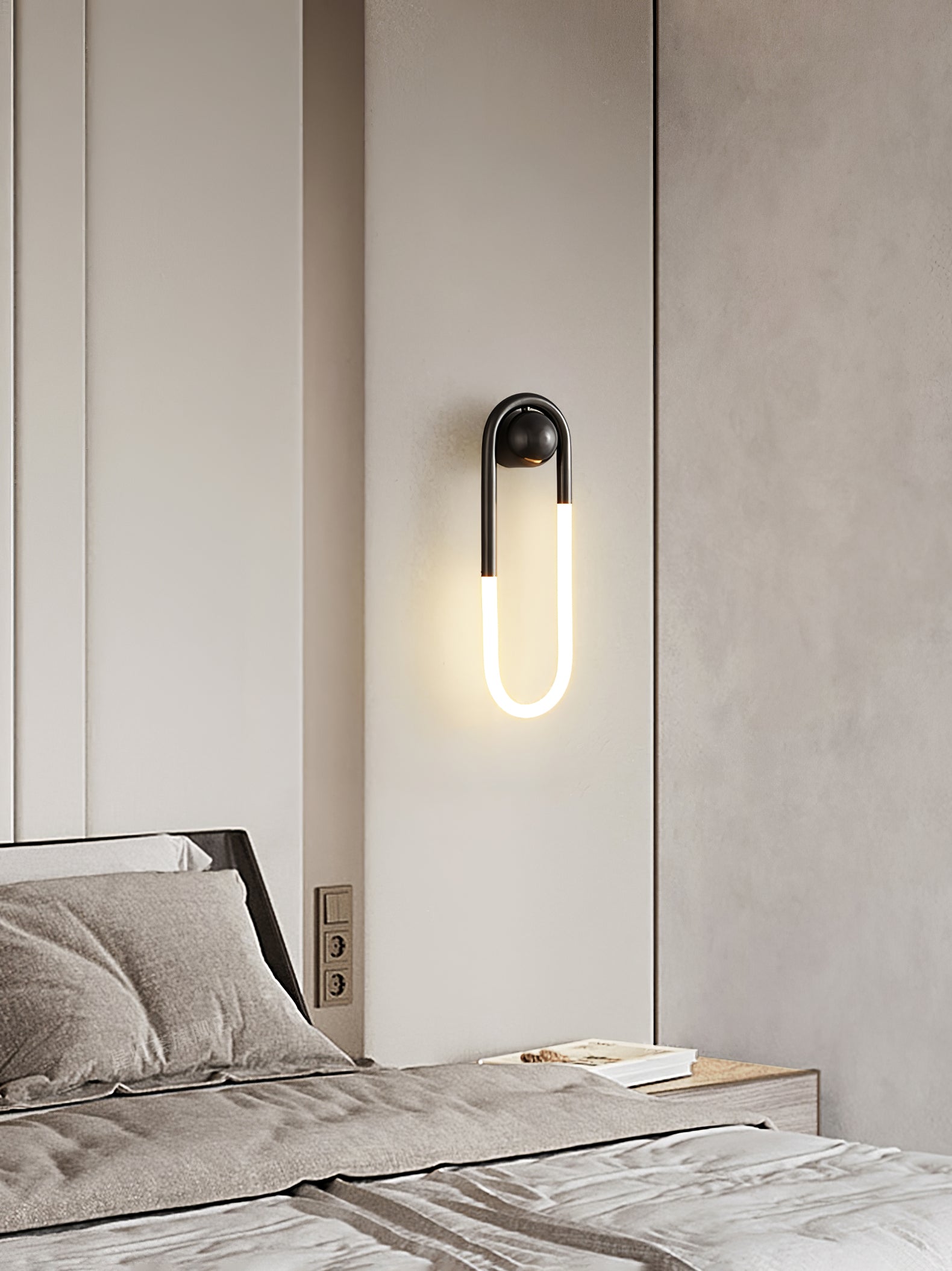 Minimalist Wall Light | Elongated Oval Loop Geometric Tube Sconce