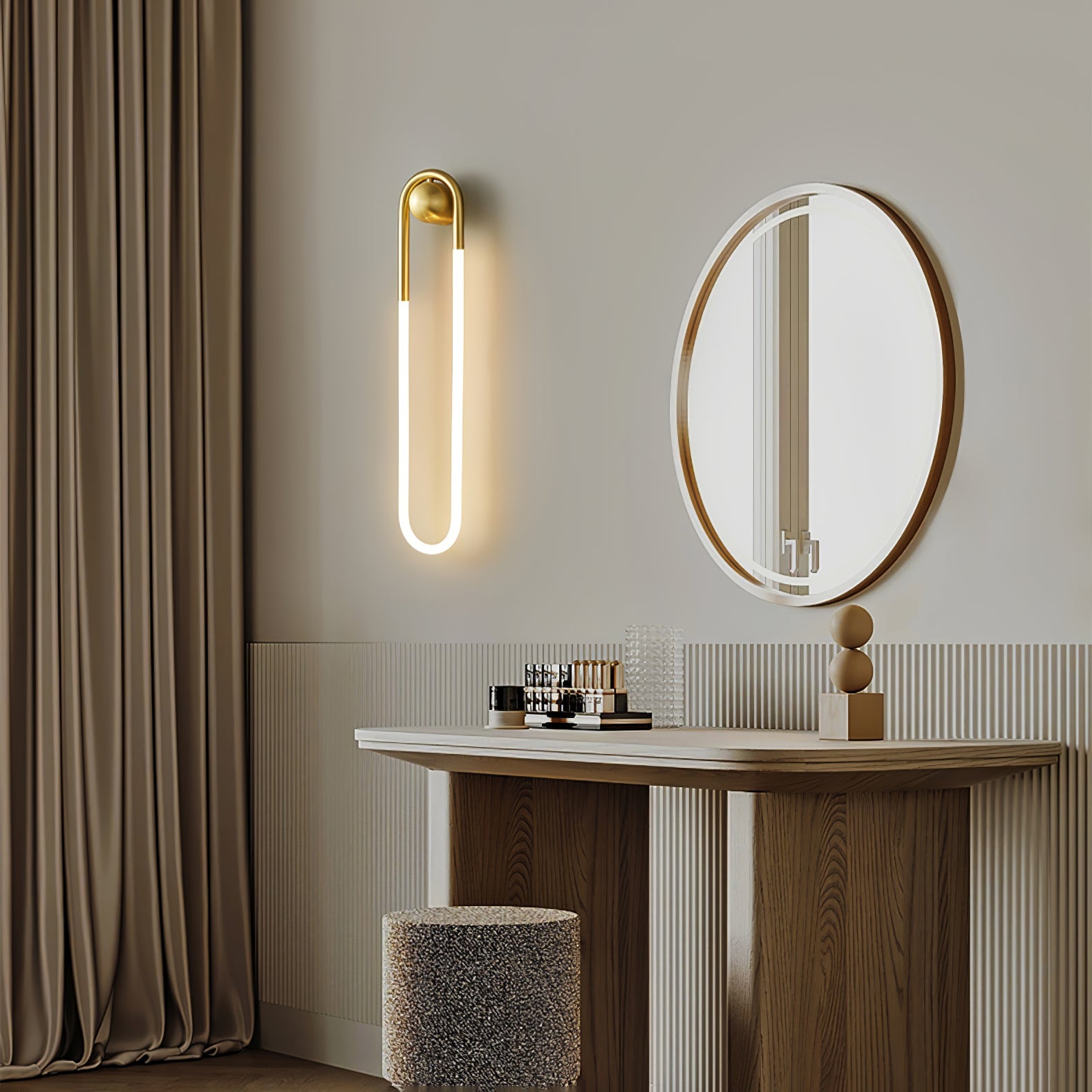 Minimalist Wall Light | Elongated Oval Loop Geometric Tube Sconce