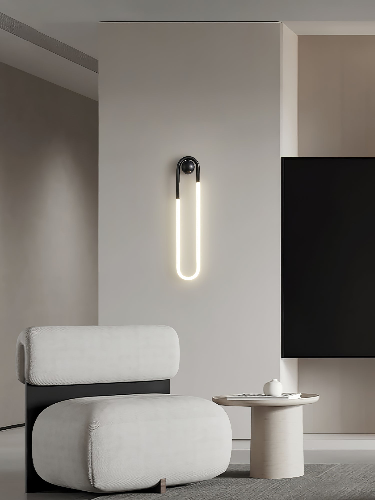 Minimalist Wall Light | Elongated Oval Loop Geometric Tube Sconce