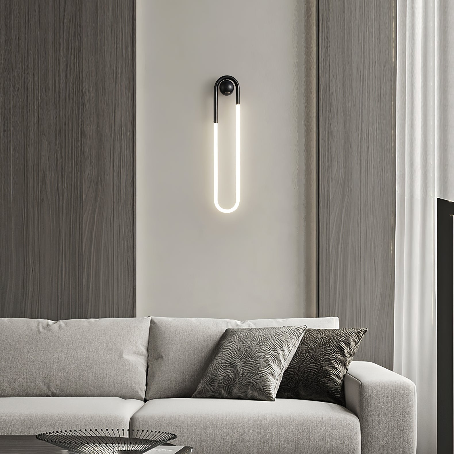 Minimalist Wall Light | Elongated Oval Loop Geometric Tube Sconce