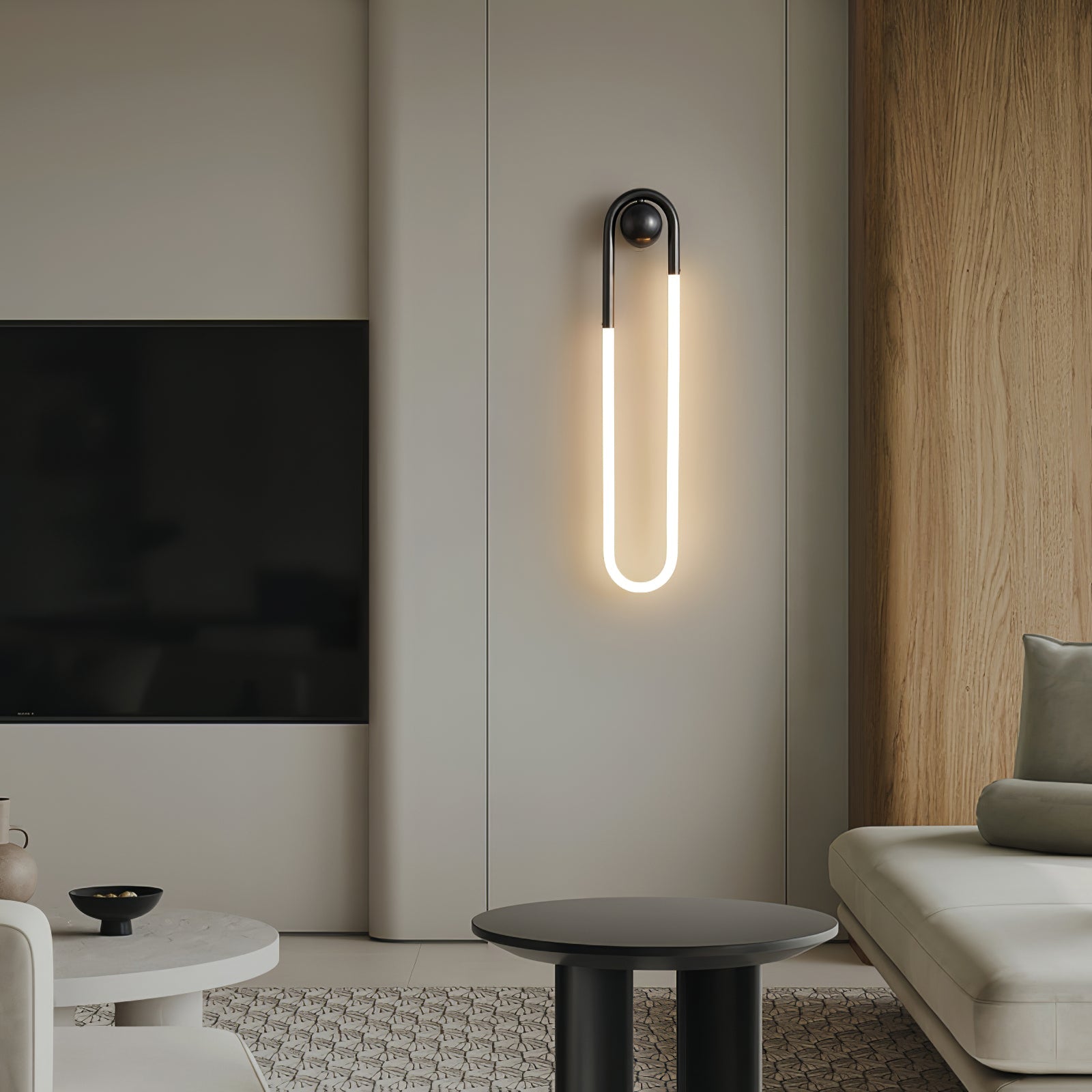 Minimalist Wall Light | Elongated Oval Loop Geometric Tube Sconce