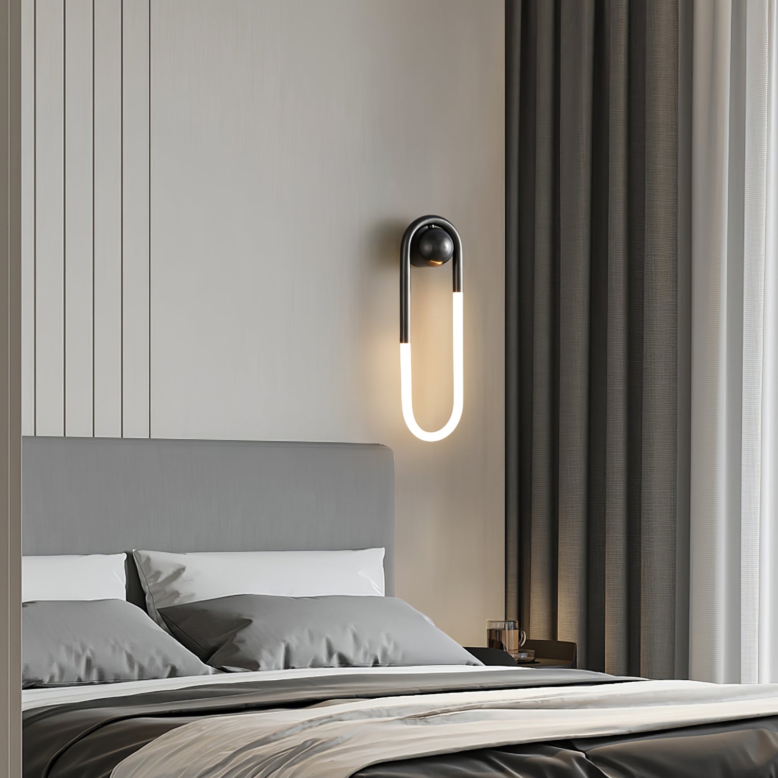 Minimalist Wall Light | Elongated Oval Loop Geometric Tube Sconce