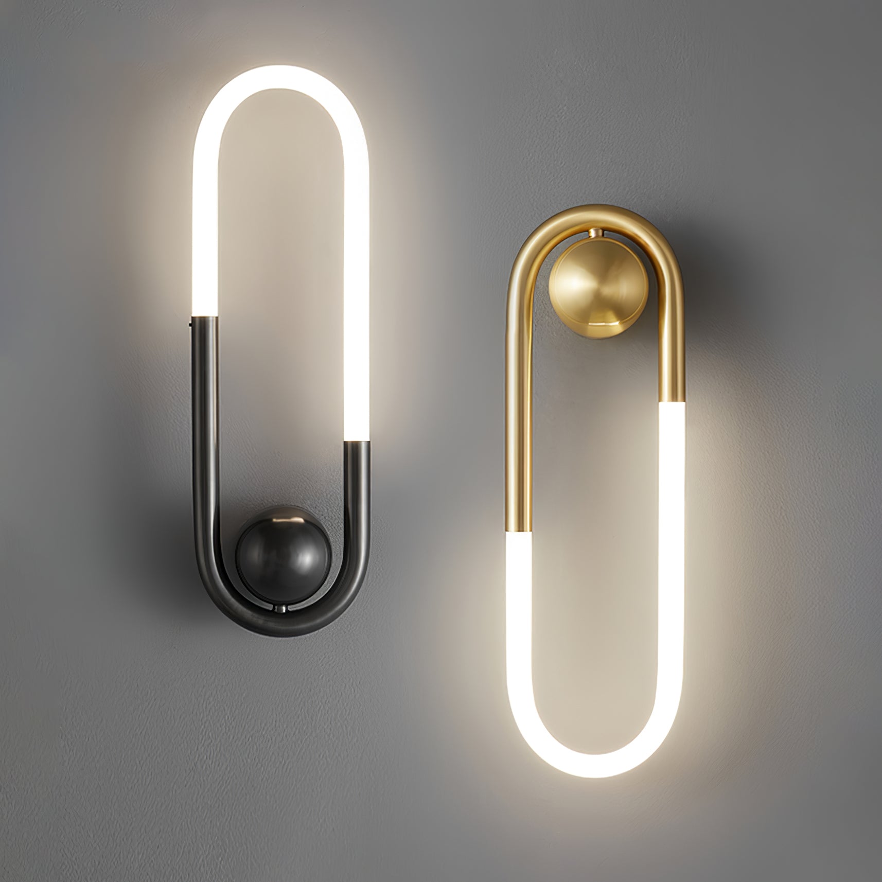Minimalist Wall Light | Elongated Oval Loop Geometric Tube Sconce
