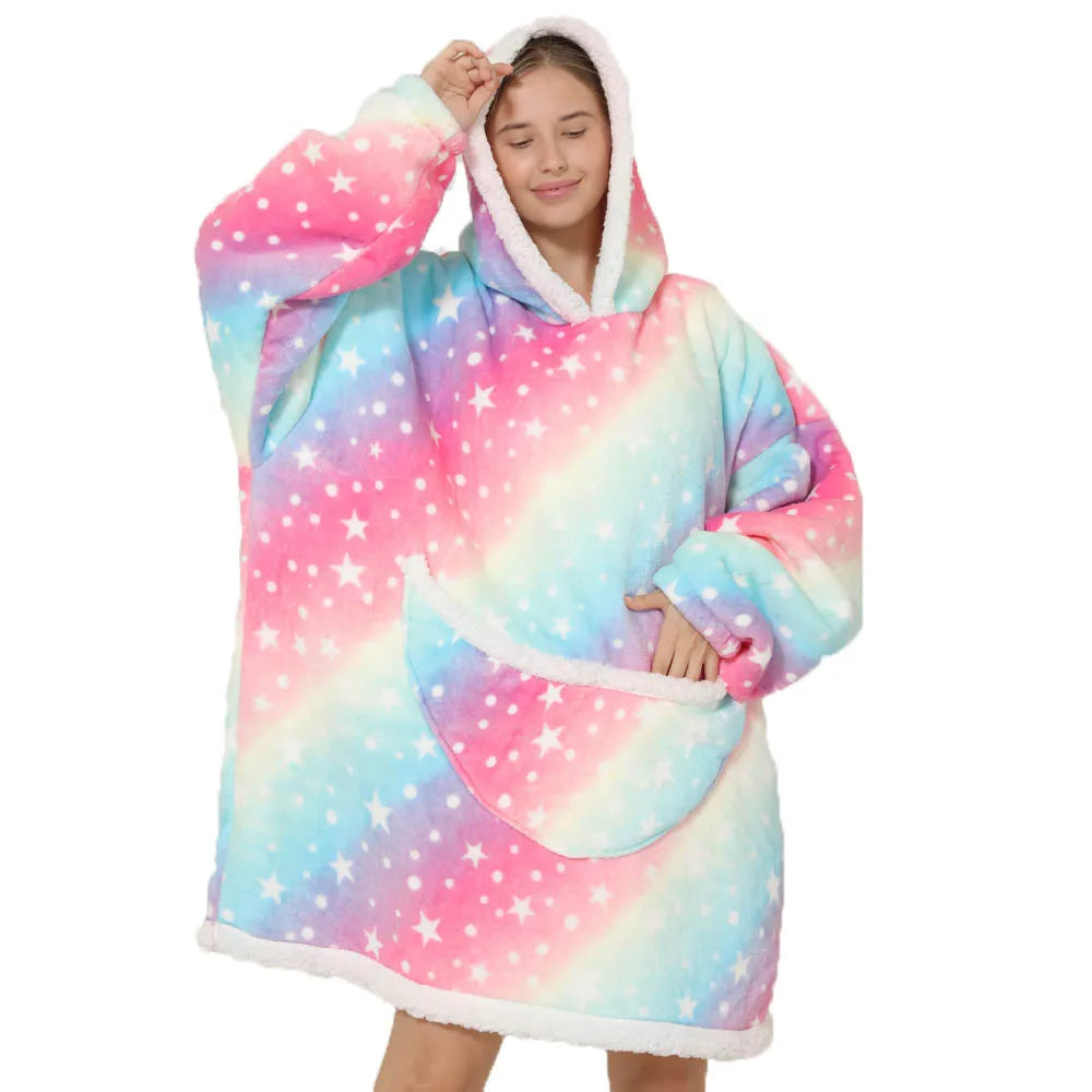 Oversized Fleece Hoodie Blanket | Wearable Pocket Design