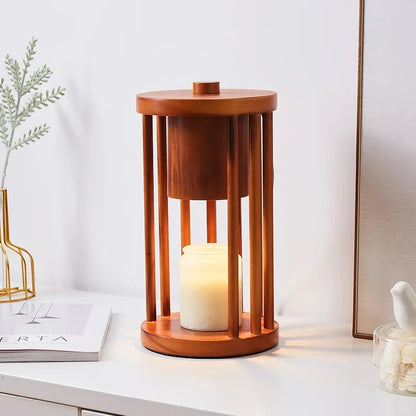 Lantern-Style Wooden Candle Warmer Lamp