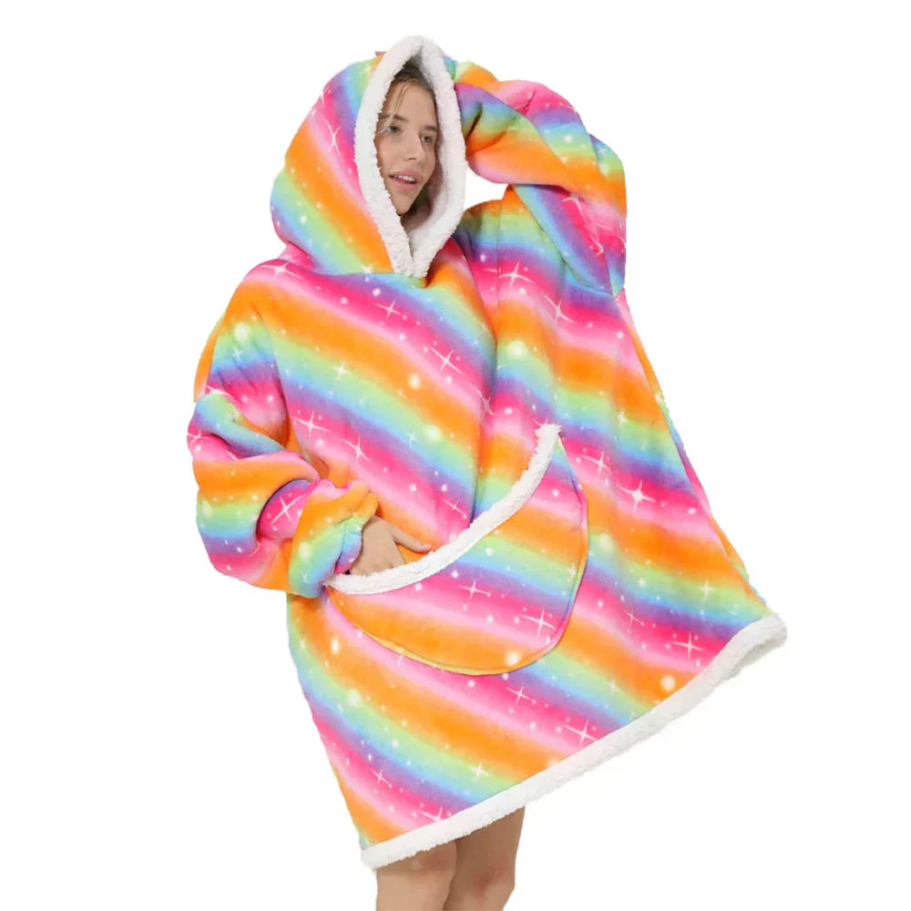 Oversized Fleece Hoodie Blanket | Wearable Pocket Design
