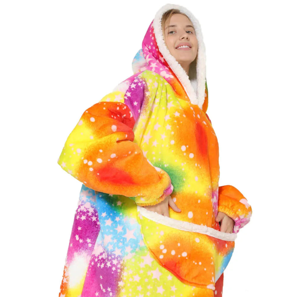 Oversized Fleece Hoodie Blanket | Wearable Pocket Design