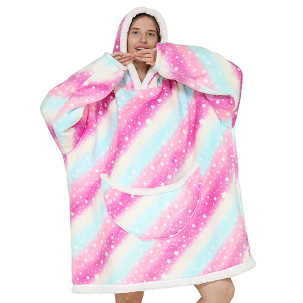 Oversized Fleece Hoodie Blanket | Wearable Pocket Design