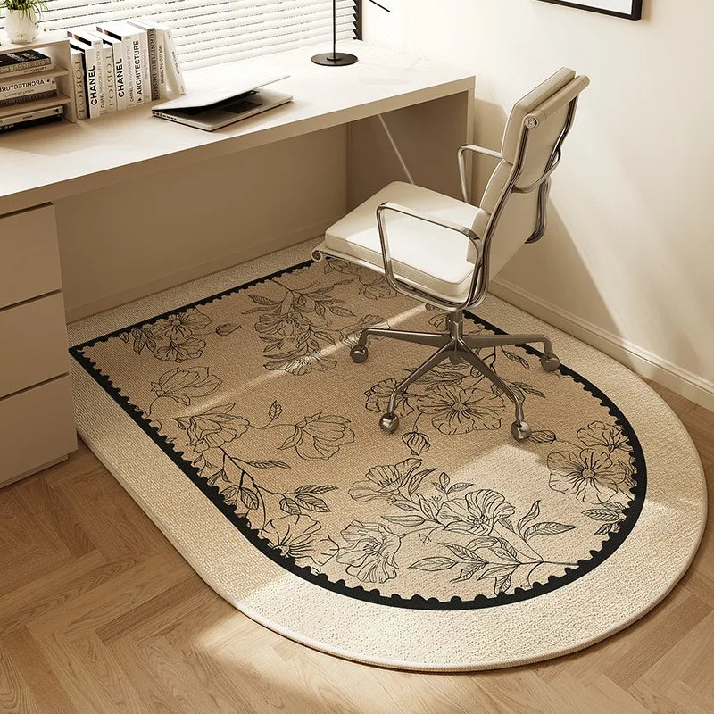 Striped Office Chair Mat | Oval Non-Slip Floor Protector