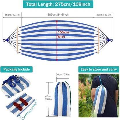 Double Canvas Hammock with Wooden Spreader Bars