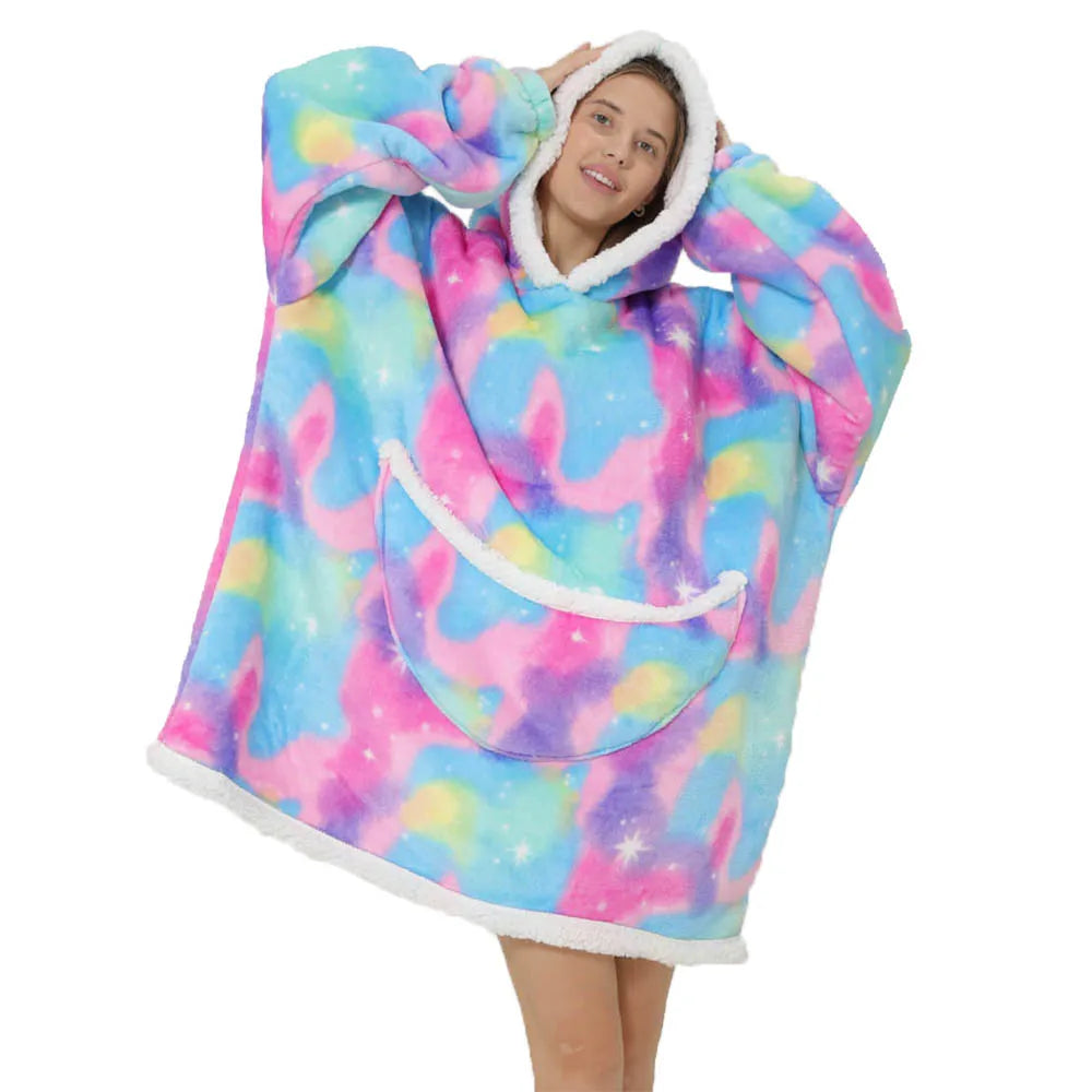 Oversized Fleece Hoodie Blanket | Wearable Pocket Design