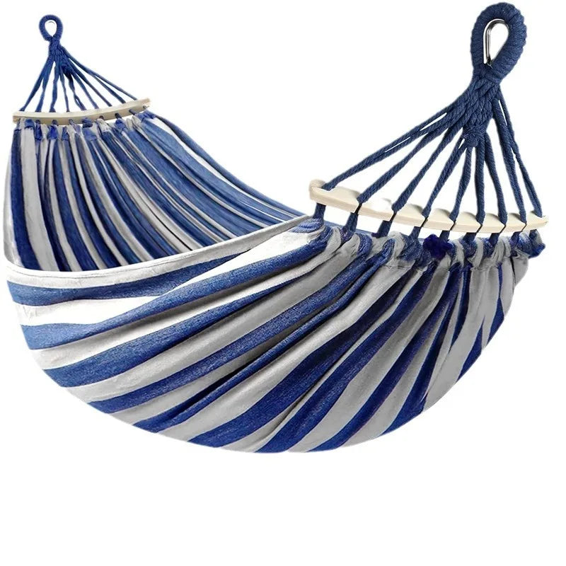 Double Canvas Hammock with Wooden Spreader Bars
