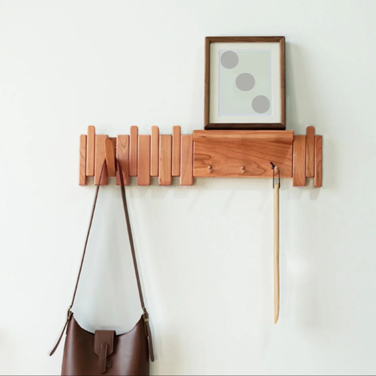 Dark Wood Entryway Wall Coat Rack