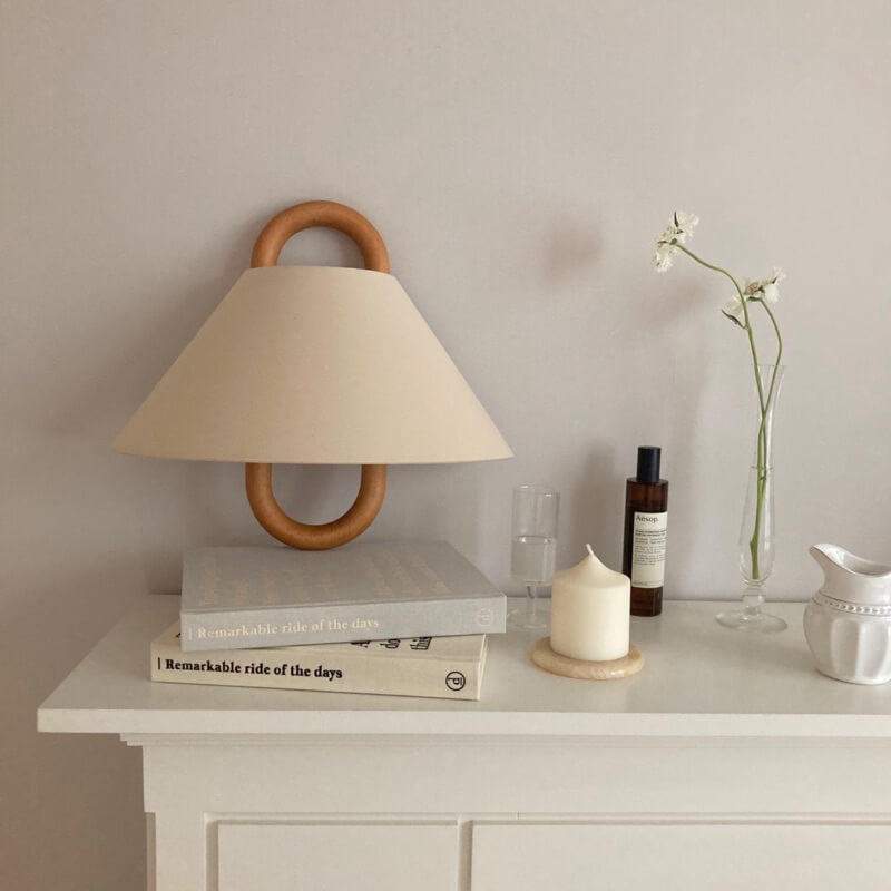 Modern Wall Sconce | Wooden Arm with Pleated Shade