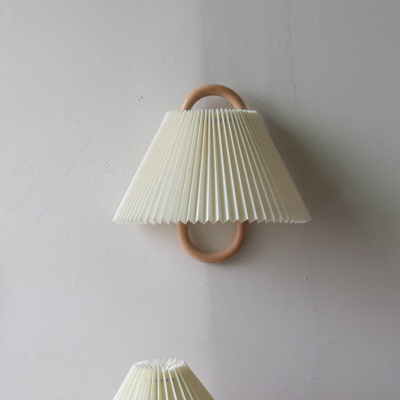 Modern Wall Sconce | Wooden Arm with Pleated Shade