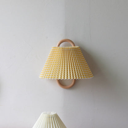 Modern Wall Sconce | Wooden Arm with Pleated Shade