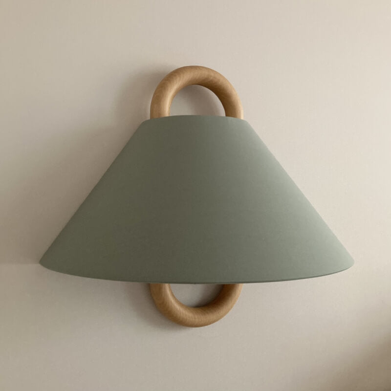 Modern Wall Sconce | Wooden Arm with Pleated Shade
