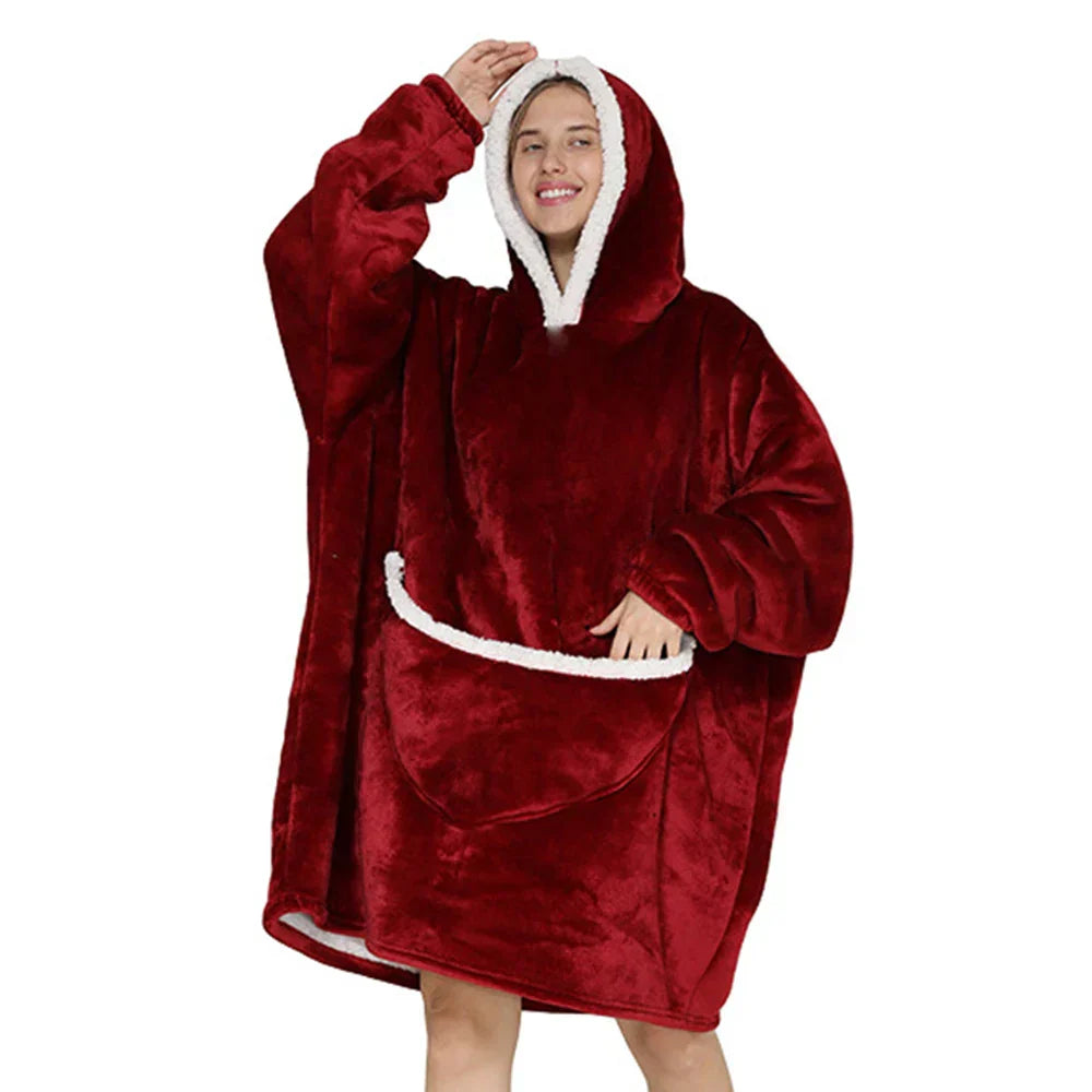 Oversized Fleece Hoodie Blanket | Wearable Pocket Design