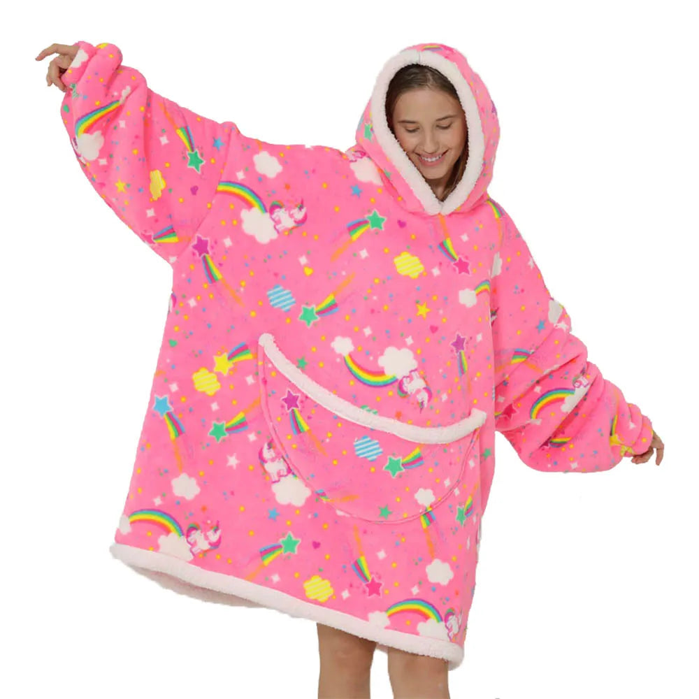 Oversized Fleece Hoodie Blanket | Wearable Pocket Design