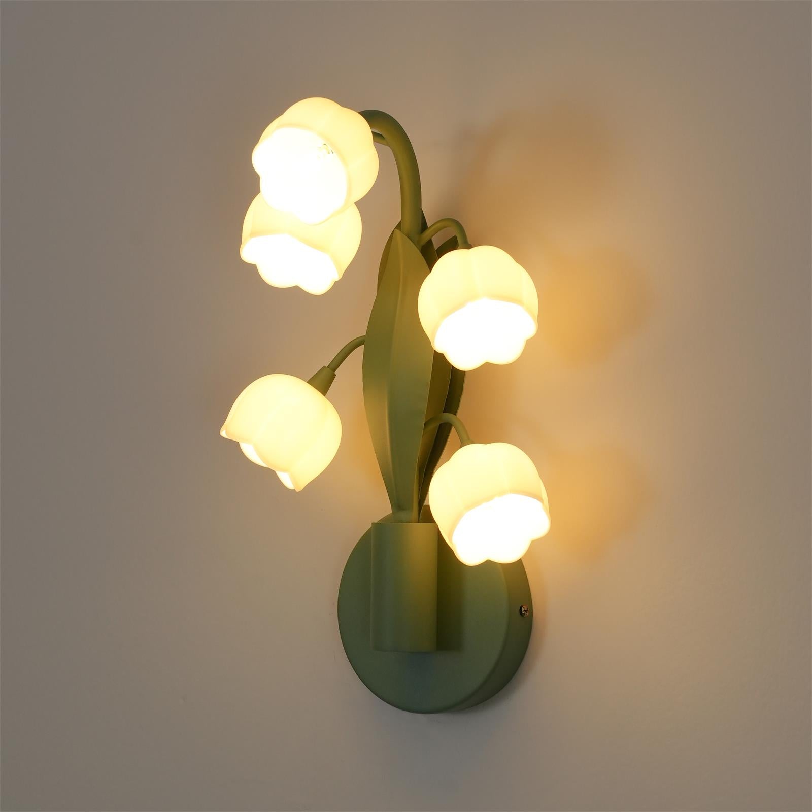 Sculptural Wall Light | Floral Orchid Glass Shade Sconce Fixture