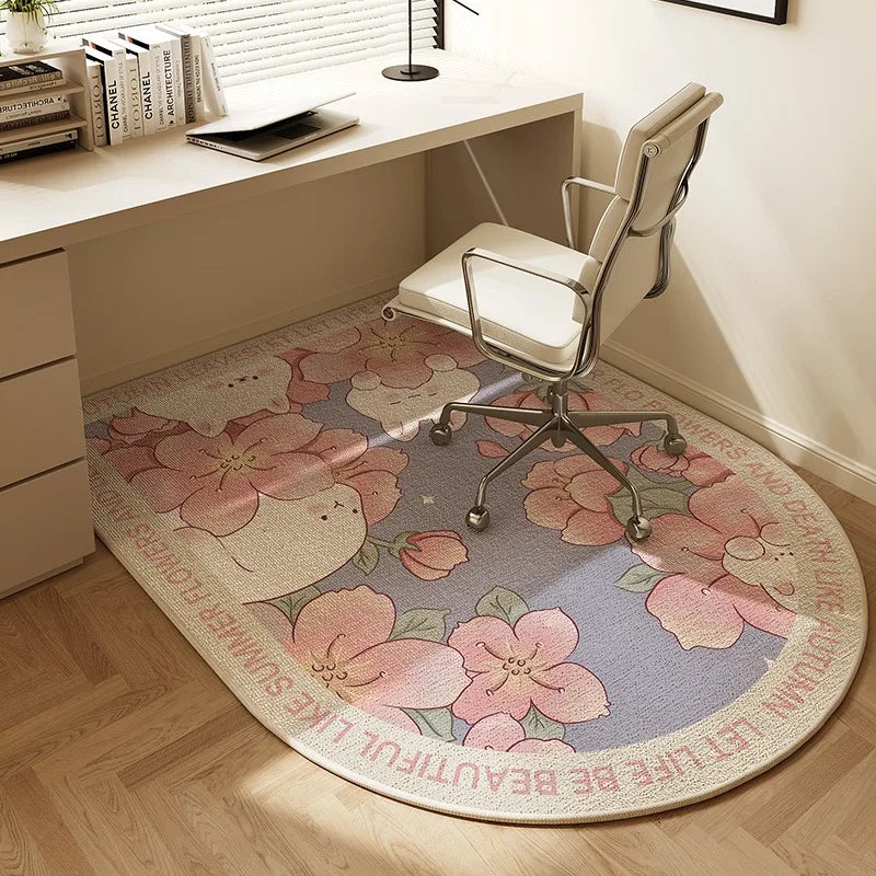 Striped Office Chair Mat | Oval Non-Slip Floor Protector