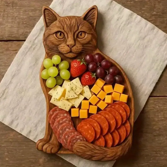 Cat Shaped Charcuterie Board | Cute Wood Feline Design