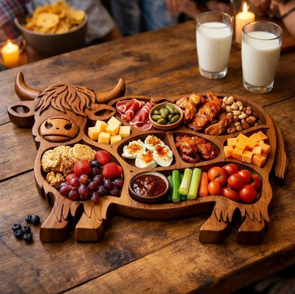 Cow Shaped Charcuterie Board | Rustic Wood Longhorn Design