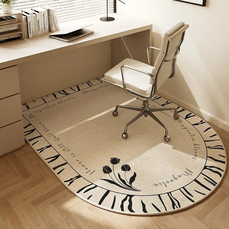 Striped Office Chair Mat | Oval Non-Slip Floor Protector