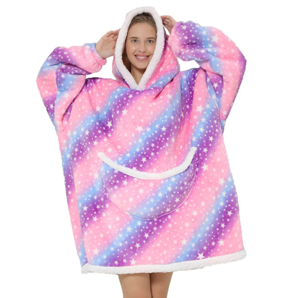 Oversized Fleece Hoodie Blanket | Wearable Pocket Design