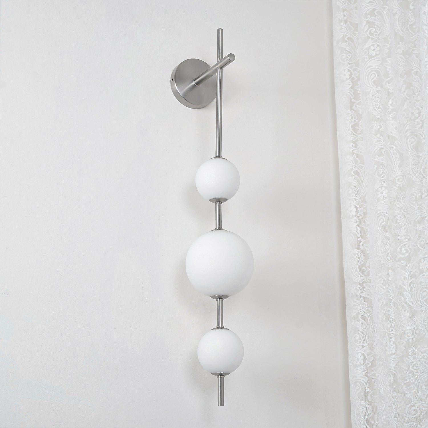 Vertical Wall Light | Dual Frosted Globes Linear Sconce Fixture