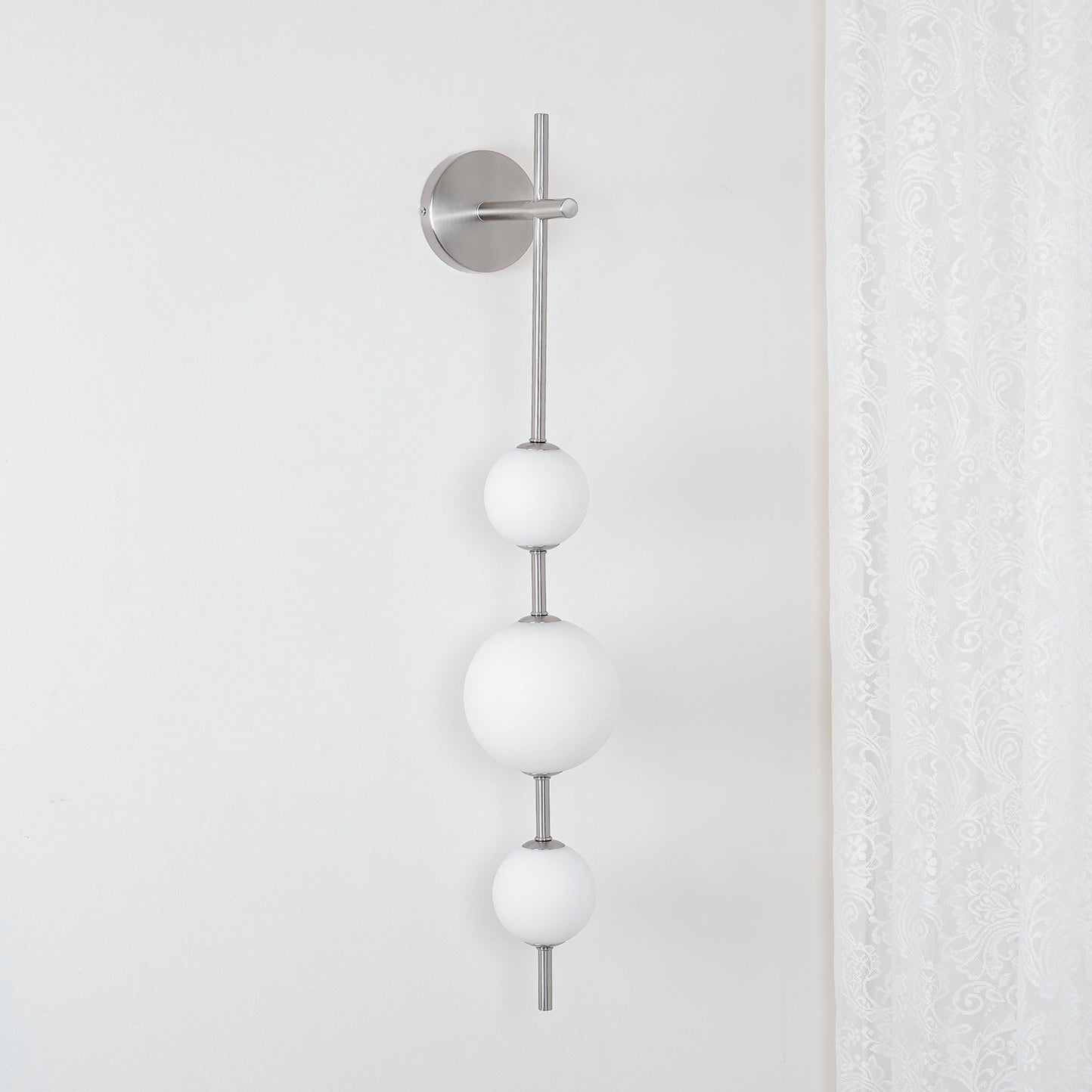 Vertical Wall Light | Dual Frosted Globes Linear Sconce Fixture