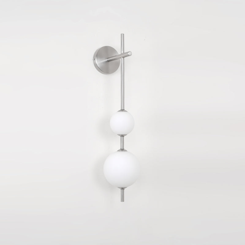 Vertical Wall Light | Dual Frosted Globes Linear Sconce Fixture