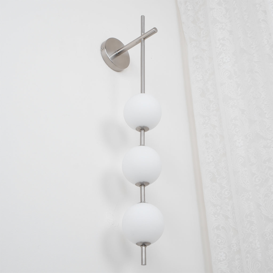 Vertical Wall Light | Dual Frosted Globes Linear Sconce Fixture