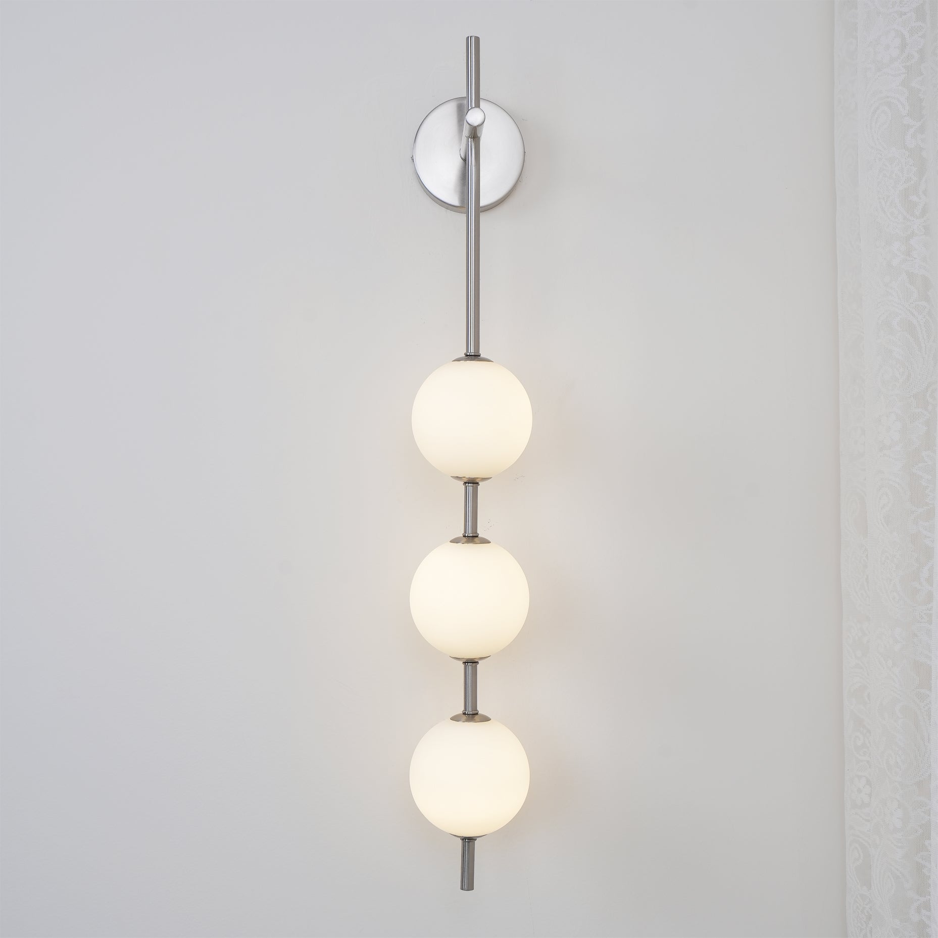Vertical Wall Light | Dual Frosted Globes Linear Sconce Fixture