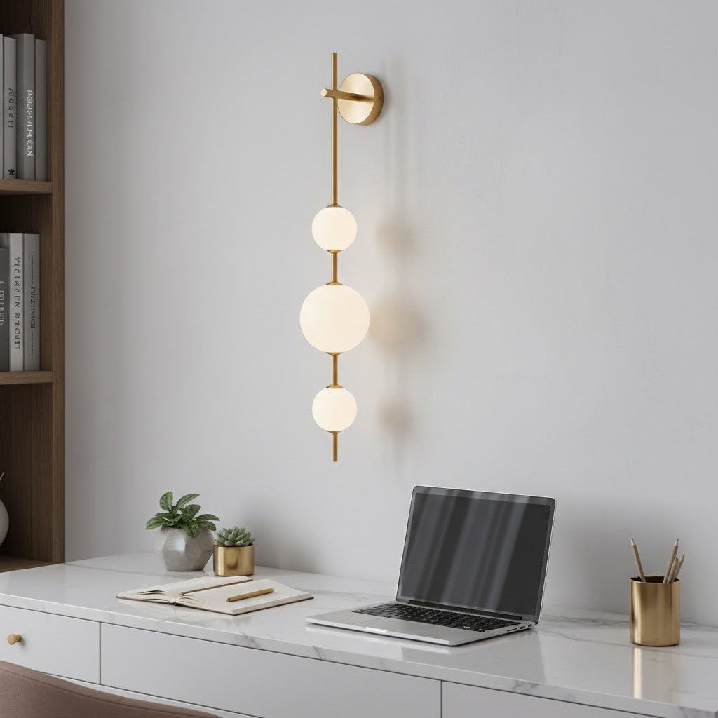 Vertical Wall Light | Dual Frosted Globes Linear Sconce Fixture