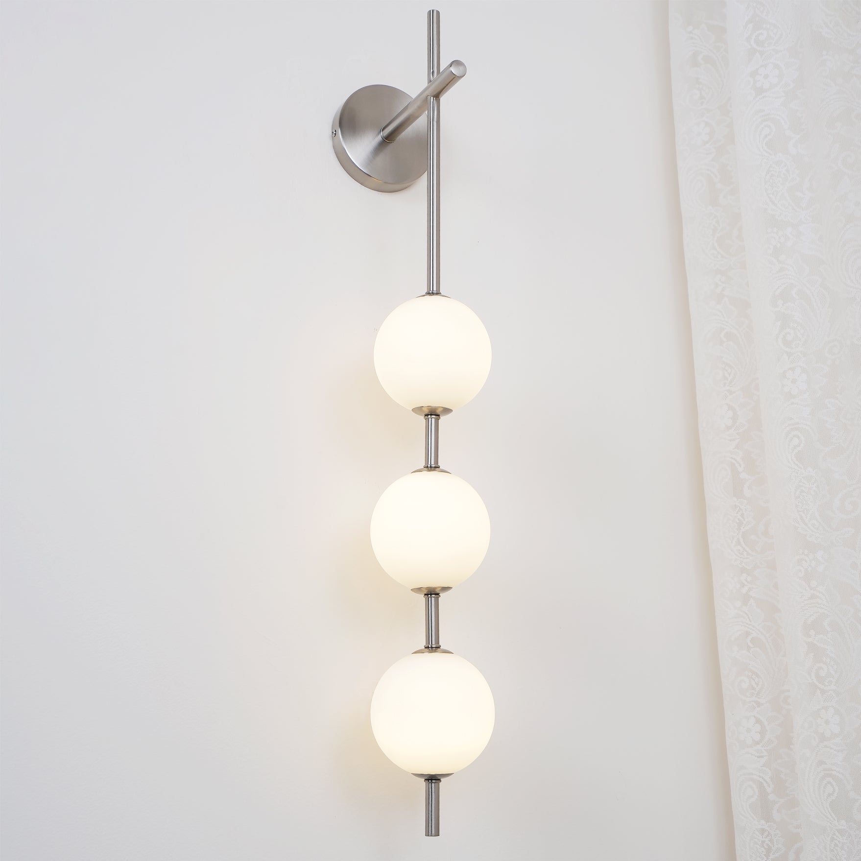 Vertical Wall Light | Dual Frosted Globes Linear Sconce Fixture