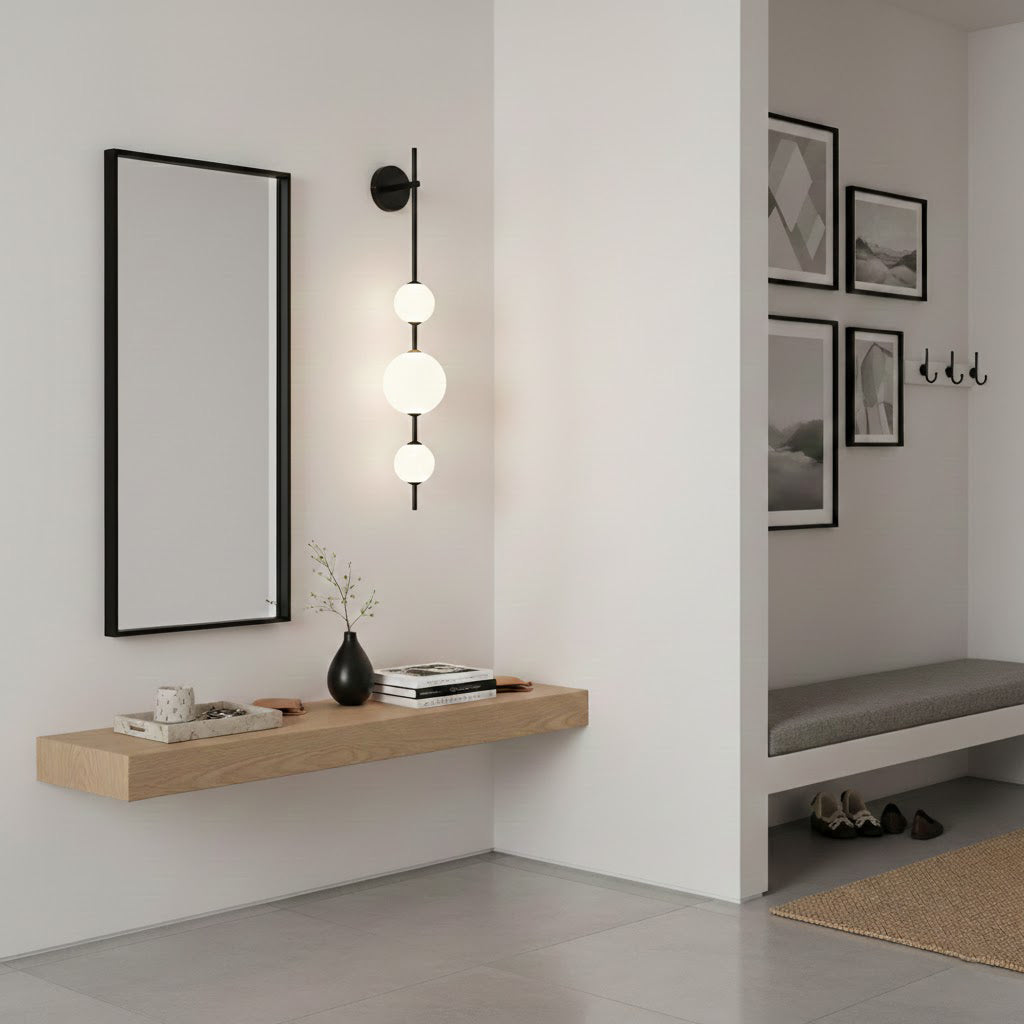 Vertical Wall Light | Dual Frosted Globes Linear Sconce Fixture
