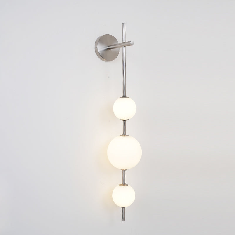 Vertical Wall Light | Dual Frosted Globes Linear Sconce Fixture
