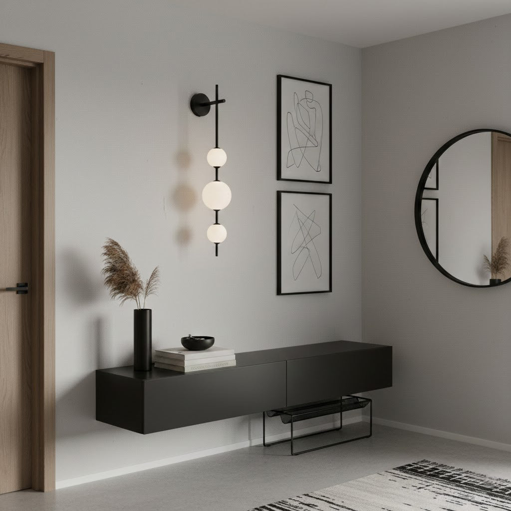 Vertical Wall Light | Dual Frosted Globes Linear Sconce Fixture