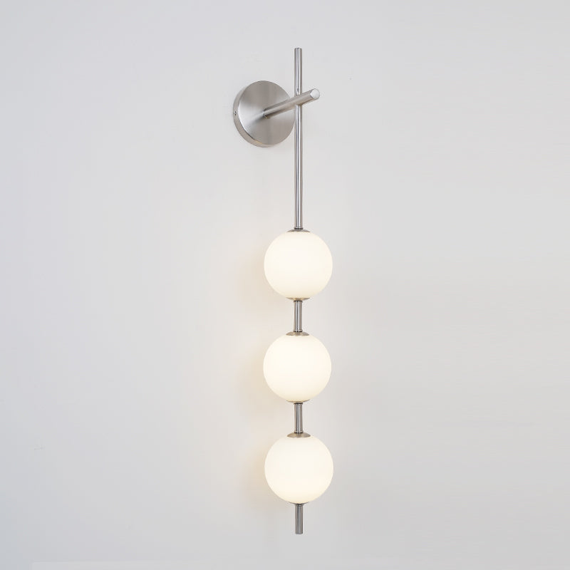 Vertical Wall Light | Dual Frosted Globes Linear Sconce Fixture
