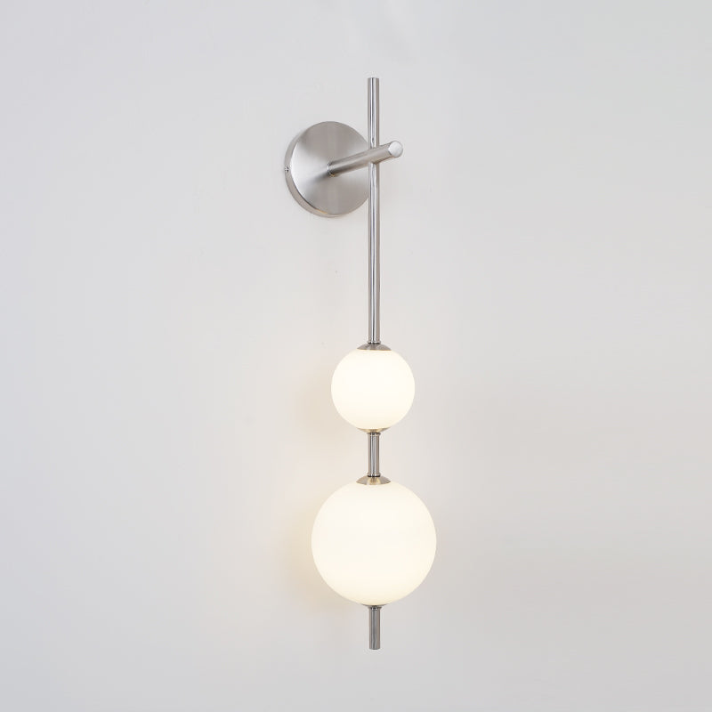 Vertical Wall Light | Dual Frosted Globes Linear Sconce Fixture