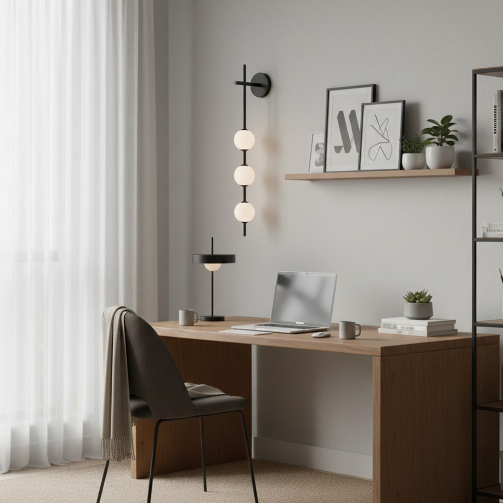 Vertical Wall Light | Dual Frosted Globes Linear Sconce Fixture