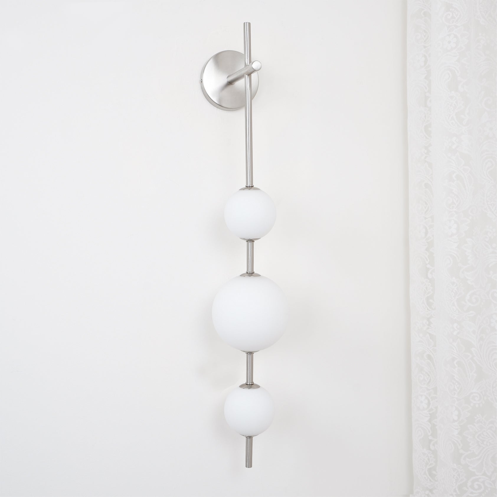 Vertical Wall Light | Dual Frosted Globes Linear Sconce Fixture