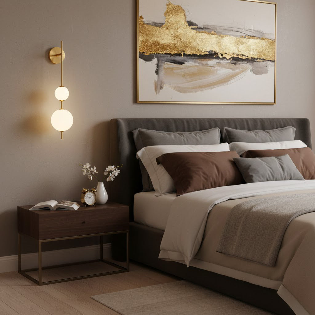 Vertical Wall Light | Dual Frosted Globes Linear Sconce Fixture