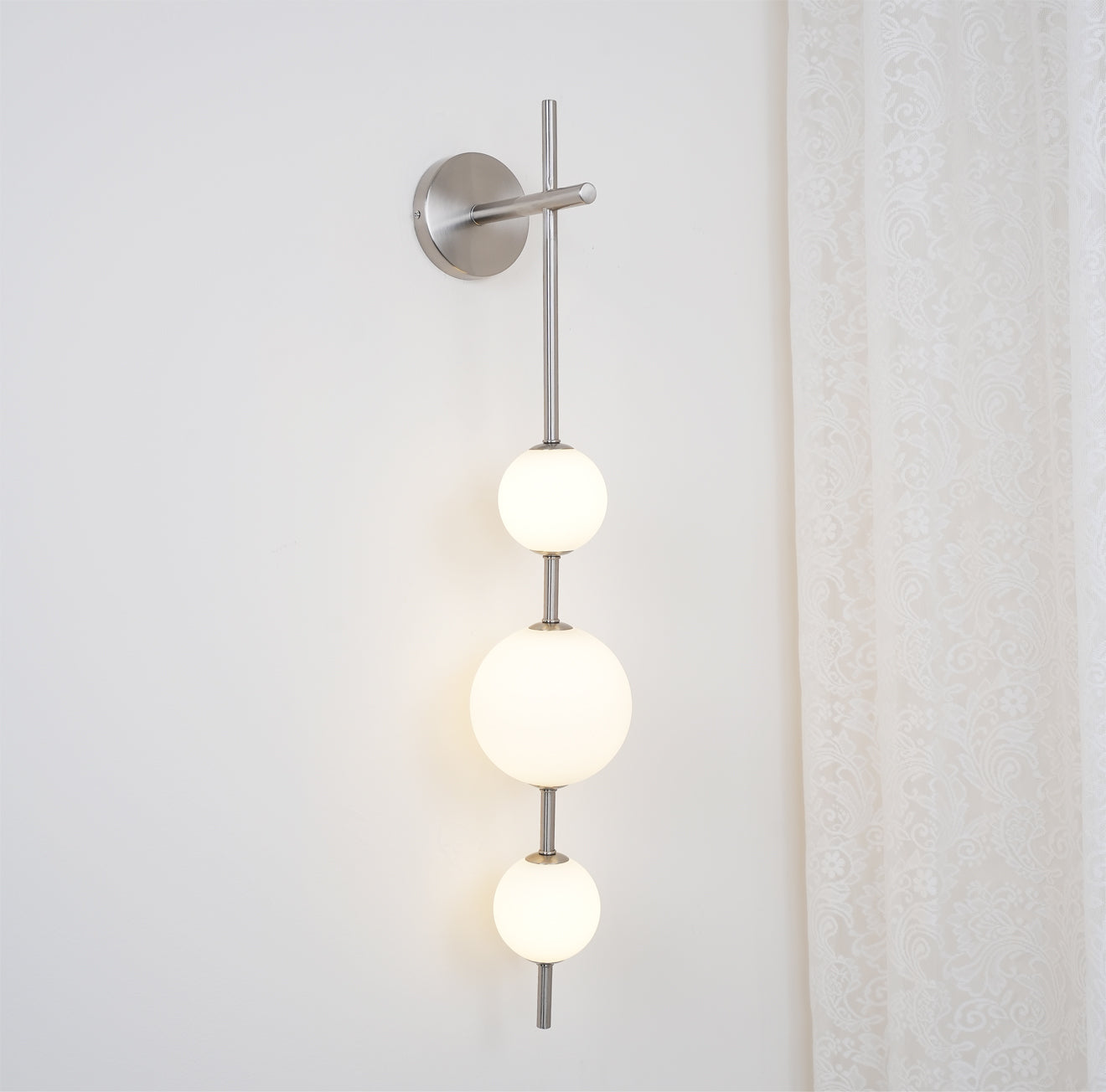 Vertical Wall Light | Dual Frosted Globes Linear Sconce Fixture