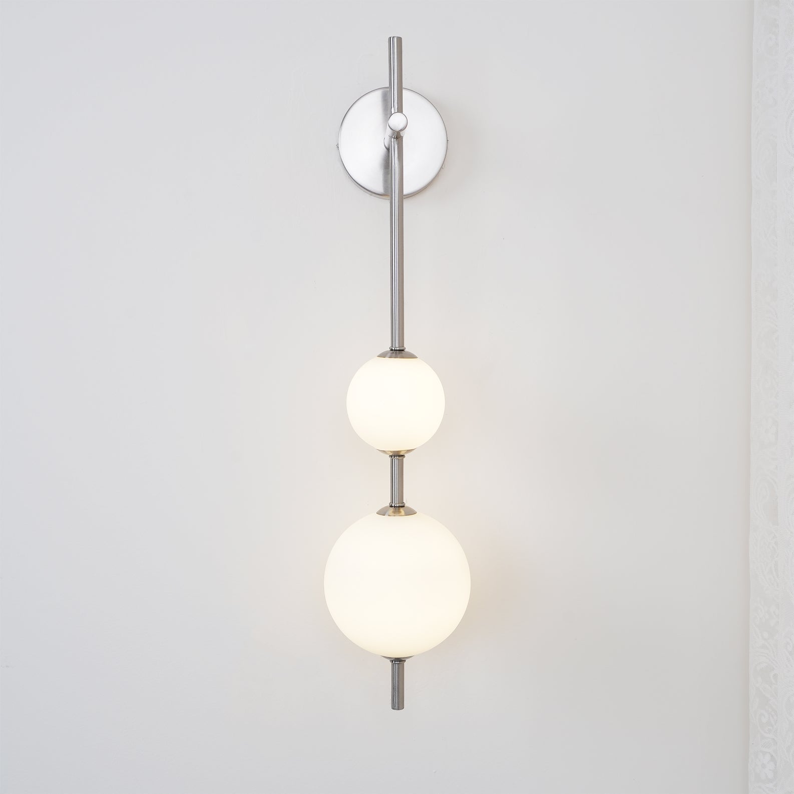 Vertical Wall Light | Dual Frosted Globes Linear Sconce Fixture